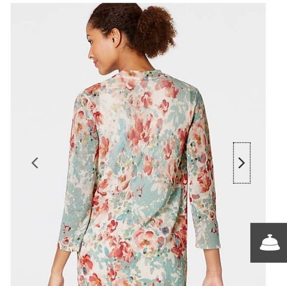 J.Jill Open Front Linen Cardigan Blossom Garden - Picture 3 of 8